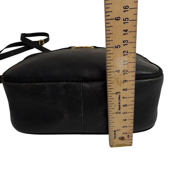 Salvatore Ferragamo Authentic Black Leather Gold Logo Plaque Vara Leather Crossb - Picture 9 of 13
